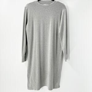 Oak + Fort Women's Gray Long Sleeve Mini T Shirt Dress Size L
